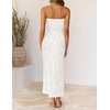 image:imageZESICA Womens Summer Strapless Floral Bodycon Ruched Slit Maxi Formal DressWhite