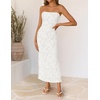 image:imageZESICA Womens Summer Strapless Floral Bodycon Ruched Slit Maxi Formal DressWhite