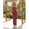 image:imageZESICA Womens Summer Strapless Floral Bodycon Ruched Slit Maxi Formal DressWine Red