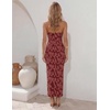 image:imageZESICA Womens Summer Strapless Floral Bodycon Ruched Slit Maxi Formal DressWine Red