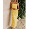 image:imageZESICA Womens Summer Strapless Floral Bodycon Ruched Slit Maxi Formal DressYellow
