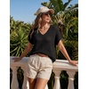 image:imageZESICA Womens Summer Sweater Vest Crochet Eyelet Cap Sleeve Cute Beach TopBlack