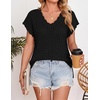 image:imageZESICA Womens Summer Sweater Vest Crochet Eyelet Cap Sleeve Cute Beach TopBlack