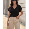 image:imageZESICA Womens Summer Sweater Vest Crochet Eyelet Cap Sleeve Cute Beach TopBlack