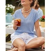 image:imageZESICA Womens Summer Sweater Vest Crochet Eyelet Cap Sleeve Cute Beach TopBlue
