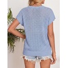 image:imageZESICA Womens Summer Sweater Vest Crochet Eyelet Cap Sleeve Cute Beach TopBlue