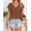 image:imageZESICA Womens Summer Sweater Vest Crochet Eyelet Cap Sleeve Cute Beach TopChocolate Brown