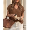 image:imageZESICA Womens Summer Sweater Vest Crochet Eyelet Cap Sleeve Cute Beach TopChocolate Brown