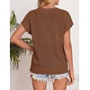 image:imageZESICA Womens Summer Sweater Vest Crochet Eyelet Cap Sleeve Cute Beach TopChocolate Brown
