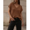 image:imageZESICA Womens Summer Sweater Vest Crochet Eyelet Cap Sleeve Cute Beach TopChocolate Brown
