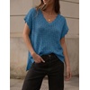 image:imageZESICA Womens Summer Sweater Vest Crochet Eyelet Cap Sleeve Cute Beach TopDusty Blue
