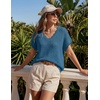 image:imageZESICA Womens Summer Sweater Vest Crochet Eyelet Cap Sleeve Cute Beach TopDusty Blue