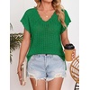 image:imageZESICA Womens Summer Sweater Vest Crochet Eyelet Cap Sleeve Cute Beach TopGreen