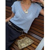 image:imageZESICA Womens Summer Sweater Vest Crochet Eyelet Cap Sleeve Cute Beach TopLight Blue