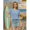 image:imageZESICA Womens Summer Sweater Vest Crochet Eyelet Cap Sleeve Cute Beach TopLight Blue
