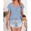 image:imageZESICA Womens Summer Sweater Vest Crochet Eyelet Cap Sleeve Cute Beach TopLight Blue