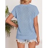 image:imageZESICA Womens Summer Sweater Vest Crochet Eyelet Cap Sleeve Cute Beach TopLight Blue