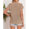 image:imageZESICA Womens Summer Sweater Vest Crochet Eyelet Cap Sleeve Cute Beach TopLight Khaki