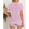 image:imageZESICA Womens Summer Sweater Vest Crochet Eyelet Cap Sleeve Cute Beach TopLight Pink