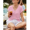 image:imageZESICA Womens Summer Sweater Vest Crochet Eyelet Cap Sleeve Cute Beach TopLight Pink