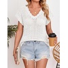 image:imageZESICA Womens Summer Sweater Vest Crochet Eyelet Cap Sleeve Cute Beach TopWhite