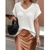 image:imageZESICA Womens Summer Sweater Vest Crochet Eyelet Cap Sleeve Cute Beach TopWhite