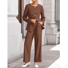image:imageZESICA Womens Two Piece Suits Sets Casual Business Pants OutfitsBrown