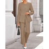 image:imageZESICA Womens Two Piece Suits Sets Casual Business Pants OutfitsKhaki