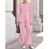 image:imageZESICA Womens Two Piece Suits Sets Casual Business Pants OutfitsPink
