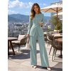 image:imageZESICA Womens Two Piece Suits Sets Casual Business Pants OutfitsSage