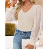 image:imageZESICA Womens V Neck Cute Sexy Long Sleeve Fall Shirt Dressy Casual TopApricot