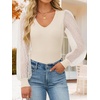 image:imageZESICA Womens V Neck Cute Sexy Long Sleeve Fall Shirt Dressy Casual TopApricot
