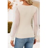 image:imageZESICA Womens V Neck Cute Sexy Long Sleeve Fall Shirt Dressy Casual TopApricot