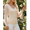 image:imageZESICA Womens V Neck Cute Sexy Long Sleeve Fall Shirt Dressy Casual TopApricot