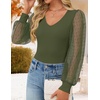 image:imageZESICA Womens V Neck Cute Sexy Long Sleeve Fall Shirt Dressy Casual TopArmy Green