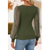 image:imageZESICA Womens V Neck Cute Sexy Long Sleeve Fall Shirt Dressy Casual TopArmy Green