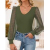 image:imageZESICA Womens V Neck Cute Sexy Long Sleeve Fall Shirt Dressy Casual TopArmy Green
