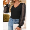 image:imageZESICA Womens V Neck Cute Sexy Long Sleeve Fall Shirt Dressy Casual TopBlack