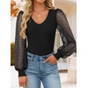 image:imageZESICA Womens V Neck Cute Sexy Long Sleeve Fall Shirt Dressy Casual TopBlack