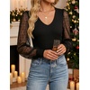 image:imageZESICA Womens V Neck Cute Sexy Long Sleeve Fall Shirt Dressy Casual TopBlack