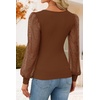 image:imageZESICA Womens V Neck Cute Sexy Long Sleeve Fall Shirt Dressy Casual TopBrown