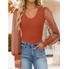 image:imageZESICA Womens V Neck Cute Sexy Long Sleeve Fall Shirt Dressy Casual TopBurnt Orange
