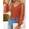 image:imageZESICA Womens V Neck Cute Sexy Long Sleeve Fall Shirt Dressy Casual TopBurnt Orange