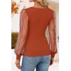 image:imageZESICA Womens V Neck Cute Sexy Long Sleeve Fall Shirt Dressy Casual TopBurnt Orange