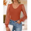 image:imageZESICA Womens V Neck Cute Sexy Long Sleeve Fall Shirt Dressy Casual TopBurnt Orange