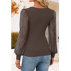 image:imageZESICA Womens V Neck Cute Sexy Long Sleeve Fall Shirt Dressy Casual TopCoffee