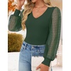 image:imageZESICA Womens V Neck Cute Sexy Long Sleeve Fall Shirt Dressy Casual TopDark Green