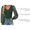 image:imageZESICA Womens V Neck Cute Sexy Long Sleeve Fall Shirt Dressy Casual TopDark Green