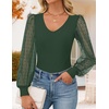 image:imageZESICA Womens V Neck Cute Sexy Long Sleeve Fall Shirt Dressy Casual TopDark Green