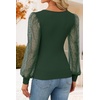 image:imageZESICA Womens V Neck Cute Sexy Long Sleeve Fall Shirt Dressy Casual TopDark Green